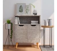 Fecpoo Buffet en bois - 60 x 30 x 72 cm - Gris béton - Avec trois compartiments de rangement - Commode élégante pour salon et bureau