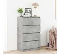 Fecpoo Buffet en bois - 60 x 35 x 98,5 cm - Gris béton - Avec 4 tiroirs - Meuble bas peu encombrant pour salon, couloir ou salle à manger