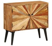 Fecpoo Buffet en bois de manguier massif - Commode en bois intemporel avec façade décorative, 85 cm de large, 30 cm de profondeur, 75 cm de haut, pour un décor moderne et rustique
