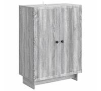 Fecpoo Buffet en bois, finition Sonoma gris, 66 x 34,5 x 90 cm, avec 2 portes à 90°, meuble vintage solide pour un rangement élégant