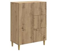Fecpoo Buffet en chêne Artisan 66 x 34,5 x 90 cm avec 3 tiroirs et porte battante - Style vintage pour salon et salle à manger