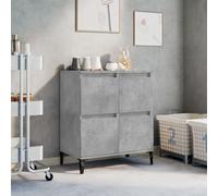 Fecpoo Buffet gris béton 60 x 35 x 70 cm en bois avec beaucoup d'espace de rangement et plateau supérieur stable pour salon - Design intemporel, poignées en métal, avec instructions de montage