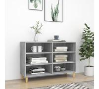 Fecpoo Buffet gris Sonoma 103,5 x 35 x 70 cm avec 6 étagères et 4 pieds en eucalyptus massif - Bois et bois massif - Salon et couloir