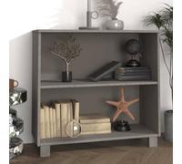 Fecpoo Buffet Hamar avec 2 étagères ouvertes, bois de pin massif, gris clair, 85 x 35 x 80 cm, buffet en bois robuste pour couloir, salon ou salle à manger