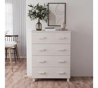 Fecpoo Buffet Hamar avec poignées en bois, blanc, 79 x 40 x 103,5 cm, en pin massif et MDF, commode élégante pour le salon