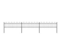 Fecpoo Clôture de jardin en acier avec design à armatures et arc rond, noir, 510 x 110 cm, 3 éléments de clôture + 4 poteaux, pour délimitation privée et commerciale