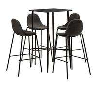 Fecpoo Ensemble de bar 5 pièces en tissu gris foncé, table de bar 60 x 60 x 111 cm + 4 tabourets de bar 51 x 49 x 99 cm avec repose-pieds, plateau en MDF, acier revêtu par pulvérisation, housse en