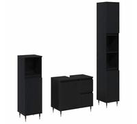 Fecpoo Ensemble de meubles de salle de bain 3 pièces aspect chêne noir 30 x 30 x 190 cm
