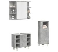 Fecpoo Ensemble de meubles de salle de bain gris béton 3 pièces en bois 60 x 32 x 53,5 cm