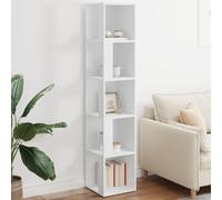 Fecpoo Étagère d'angle 33 x 33 x 164,5 cm - Blanc - En bois - Étagère d'angle stable à 5 compartiments pour livres, décorations et plantes dans les petits espaces