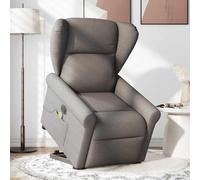 Fecpoo Fauteuil de massage avec aide à se lever - Fonction couchée électrique jusqu'à 135° - Housse en tissu - Taupe - Hauteur d'assise 41,5 cm - Pour personnes âgées et mal au dos