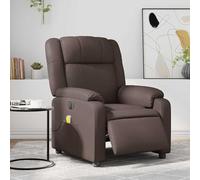 Fecpoo Fauteuil de massage marron en cuir synthétique avec fonction allongée, 77 x 146 x 81,5 cm, massage vibrant sans chauffage