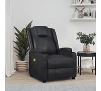 Fecpoo Fauteuil de massage noir | Fonction allongée manuelle à 3 positions et massage vibrant à 6 points | Cuir synthétique | 75 x 88 x 100 cm (assise) / 75 x 144,5 x 85 cm (couche) | Adulte