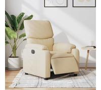 Fecpoo Fauteuil relax avec dossier et repose-pieds motorisé | Tissu 100 % polyester crème | Largeur d'assise 50 cm | Charge maximale 110 kg | Salon