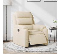 Fecpoo Fauteuil relax avec réglage motorisé du dossier et du repose-pieds, tissu (polyester), crème, hauteur d'assise 42-44 cm, TV et salon