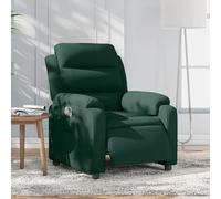 Fecpoo Fauteuil relax électrique avec fonction allongée - Velours vert foncé - 75 x 92,5 x 100 cm (assise) / 75 x 148 x 79,5 cm (couché) - Adulte