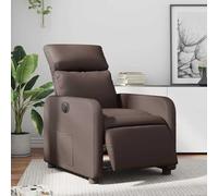 Fecpoo Fauteuil relax électrique marron en cuir synthétique - Fonction allongée par simple pression d'un bouton - 66 x 89,5 x 95,5 cm (assise) / 66 x 146 x 76,5 cm (couché) - Jusqu'à 110 kg
