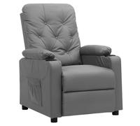 Fecpoo Fauteuil relax gris en cuir synthétique avec réglage manuel sur 3 positions, 78,5 x 93 x 96,5 cm, pour salon et salle de télévision