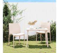 Fecpoo Lot de 2 chaises de jardin empilables, ergonomiques, en polypropylène (PP), 50 x 46 x 80 cm, crème, pour balcon, terrasse et jardin