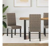 Fecpoo Lot de 2 chaises de salle à manger - Noir lavé - Largeur d'assise : 45 cm - Hauteur d'assise : 45 cm - En bois massif acajou avec dos en rotin