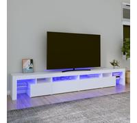 Fecpoo Lot de 2 meubles TV avec éclairage LED - Blanc - 260 x 36,5 x 40 cm - En bois - Pour salon