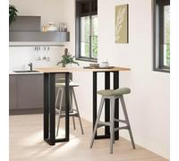 Fecpoo Lot de 2 pieds de table de bar en forme de T Noir 40 × 35 × (110-111) cm Acier avec pieds de nivellement réglables pour table haute