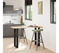 Fecpoo Lot de 2 pieds de table de bar en forme de U - 50 x 90 cm - Noir - En acier revêtu par pulvérisation - Pieds de table robustes pour tables hautes personnalisées avec pieds en plastique