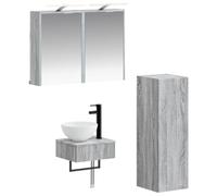 Fecpoo Lot de 4 armoires de salle de bain - Gris - 43 x 16 x 62,5 cm - Montage mural
