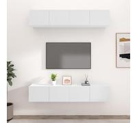 Fecpoo Lot de 4 armoires TV - Montage mural peu encombrant, matériau en bois, blanc, 80 x 30 x 30 cm, idéal pour l'ordre et le rangement des médias