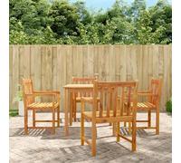Fecpoo Lot de 4 chaises de jardin en bois d'acacia massif, 56 x 55,5 x 90 cm, résistantes aux intempéries et empilables, pour terrasse, balcon et jardin