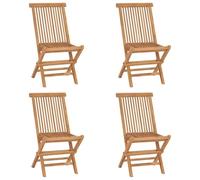 Fecpoo Lot de 4 chaises de jardin pliantes, en teck massif, 46 x 62 x 90 cm, résistantes aux intempéries et peu encombrantes, pour terrasse et balcon