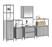 Fecpoo Lot de 5 meubles de salle de bain en bois gris 36 x 35 x 165 cm