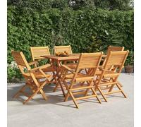 Fecpoo Lot de 6 chaises de jardin pliantes - En teck massif - 55 x 62 x 90 cm - Résistantes aux intempéries et empilables - Pour terrasse, balcon et jardin
