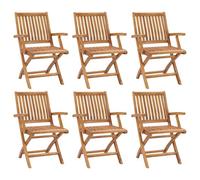 Fecpoo Lot de 6 chaises de jardin pliantes en teck massif, résistantes aux intempéries et peu encombrantes, 56 x 58 x 88 cm, pour terrasse, balcon et jardin