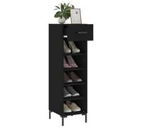 Fecpoo Meuble à chaussures 30 x 35 x 105 cm noir avec plateau supérieur stable et pieds en fer en bois - Étagère à chaussures pratique pour petits appartements et maisons
