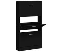 Fecpoo Meuble à chaussures 59 x 17 x 108 cm noir en bois avec design inclinable et grand espace de rangement pour chaussures dans le couloir