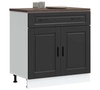 Fecpoo Meuble bas de cuisine noir en bois de 80 cm de large avec tiroir et pieds stables pour aménager des cuisines modernes