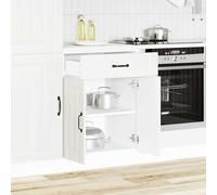 Fecpoo Meuble de cuisine Lucca - 60 x 46 x 81,5 cm - Blanc - En bois - Avec pieds réglables et tiroir - Pour cuisines modernes