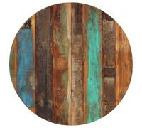 Fecpoo Plateau de table rond 80 cm en bois tropical recyclé 15-16 mm pour table mange-debout table de chevet étagère