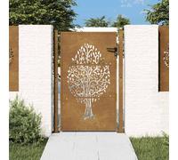 Fecpoo Portail de jardin 100 x 150 cm avec motif d'arbre découpé au laser, acier Corten, couleur rouille, prêt à être monté, pour l'extérieur