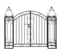 Fecpoo Portail de jardin décoratif en fer forgé - 122 x 20,5 x 100 cm - Noir - Porte d'entrée de jardin avec charnière à boulons pour un accès sûr