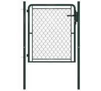 Fecpoo Portail de jardin en acier 100 x 150 cm, vert, résistant à la rouille, avec poignée et cadenas, hauteur du panneau 100 cm, pour l'extérieur