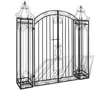 Fecpoo Portail de jardin en fer forgé avec galvanisation et revêtement en poudre, 122 x 20,5 x 134 cm, noir, pour extérieur