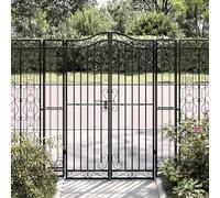 Fecpoo Portail de jardin noir 121 x 150 cm en fer forgé revêtu par pulvérisation avec verrouillage à boulons pour jardin et terrasse