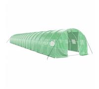 Fecpoo Serre en acier 20 m x 3 m x 2 m avec fenêtres en maille enroulable et porte zippée, vert - en acier galvanisé & PE, pour la culture de légumes dans le jardin