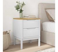 Fecpoo Table de chevet en pin blanc 45 x 39 x 57 cm avec 2 tiroirs pratiques - Design en bois massif pour un décor moderne et rural