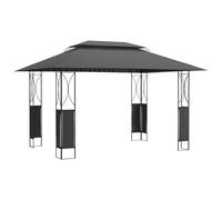 Fecpoo Tonnelle anthracite - 400 x 300 x 270 cm - Double toit pour une circulation optimale de l'air - Structure en acier et tissu polyester imperméable - Pour extérieur, pique-nique, fête