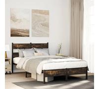 Fecpoo WGYHOME Cadre de lit 120 x 190 cm sans matelas avec tête de lit en chêne Sonoma en acier dérivé du bois pour chambre à coucher adulte
