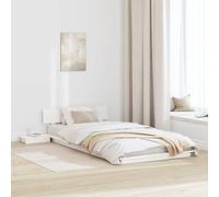 Fecpoo WGYHOME Cadre de lit 90 x 200 cm avec table de chevet en bois blanc Lit simple pour chambre moderne
