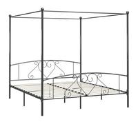 Fecpoo WGYHOME Cadre de lit à baldaquin 180 x 200 cm Gris métal avec cadre supérieur pour rideaux - Cadre de lit de chambre pour adulte